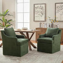 VKNOW Upholstered Dining Chairs Set of 2, Modern Kitchen Chair Dinner Chairs with 4 Casters, Linen Armchair for Bedroom Reading Room, Green by CozyNest Decor