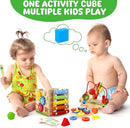 Batlofty Wooden Activity Cube, 8-in-1 Montessori Toys for 1 2 Year Old Girl Boy Toddler| Sensory Educational Learning Toys 12-18 Months | 1st Birthday Gifts, Bead Maze | Bonus Sorting & Stacking Board by TinyTreasures Baby Boutique