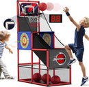 Basketball Arcade Game Indoor Outdoor, Kids Basketball Hoop with 4 Balls & Pump, Single Shot Basketball Game at Home, Carnival Games Sport Toys Gifts for Boys Girls Teens by TinyTreasures Baby Boutique