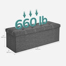 SONGMICS Mazie Collection - 43 Inches Ottoman Storage Bench, 35 Gal. Folding Chest with Breathable Linen-Look Fabric, Load up to 660 lb, for Entryway, Living Room, Bedroom, Dark Gray ULSF077G04 by CozyNest Decor