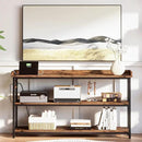 IRONCK Console Table, Sofa Table with Power Outlet, Farmhouse Hallway Table for Entryway, Living Room, Height Adjustable, Easy Assembly, Rustic Brown,55" by CozyNest Decor