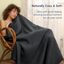 PHF Ultra Soft Waffle Weave Blanket King Size 104"x 90"- Washed Lightweight Breathablee Cozy Woven Blanket - Great for Couch Bed Sofa Home Car - Black by CozyNest Decor