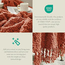 Amélie Home Knit Throw Blanket with Tassels for Couch, Luxury Boho Throw Blanket for Summer Orange, 50"x60" by CozyNest Decor