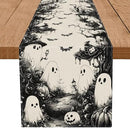 GPGHE Halloween Table Runner Black Ghost Holiday Burlap Table Decoration Indoor Outdoor Home Decor Party Supply 13 x 48 Inch by CozyNest Decor