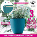 GARDENIX DECOR Self Watering Pots for Indoor Plants 3 Pack - Flower Pot with Water Level Indicator for Plants, Grow Tracking Tool - Self Watering Planter Plant Pot - Coco Coir - Teal by GreenHaven Gardens