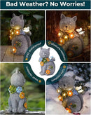 Solar Garden Statues Outdoor Decor, 6 LED Cat Flowers Butterfly Figurine Lights, Waterproof for Balcony Patio Porch Lawn Yard Ornament Art - Gift Ideas for Housewarming Gardening Grandma Women by CozyNest Decor