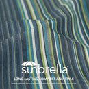 Sunbrella Square Corner Seat Cushions, 19" x 19" x 3", Set of 4, Indoor Outdoor Water Repellent Universal Chair Pads with Ties for Patio Furniture, Garden Deck Dining Chairs, Beach Stripe Lagoon by GreenHaven Gardens