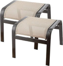 Outdoor Patio Footstools Aluminum Outdoor Ottomans Footrest Small Seating Wicker Furniture Patio Ottoman 2 Pieces Brown by CozyNest Decor