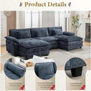 URRED Modular Sectional Sofa Comfy Cloud Couch, Modern Chenille Sofa Sleeper Deep Seat Couches with Ottoman/Pillows for Living Room (Blue, 117'' - U Shape) by CozyNest Decor