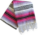 Del Mex Classic Mexican Blanket, Large Authentic Woven Falsa Throw (70"x50"), Artisan Southwest Décor for Beach, Yoga, Outdoors (Pink/Purple) by CozyNest Decor
