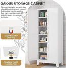 75.2" Tall Pantry Cabinet, Kitchen Pantry Storage Cabinets with 2 Door and 5 Adjustable Shelves, White Metal Pantry Storage Cabinet, Cupboard for Kitchen, Dining Room, Living Room and Bathroom by CozyNest Decor