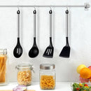 Pleafind 4-Pcs Silicone Cooking Utensils Set, Wok Utensils Set Include Wok Ladle, Slotted Spoon, Solid Spatula and Slotted Spatula, Silicone and Stainless Steel Kitchen Utensils, Dishwasher Safe by CozyNest Decor