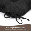 RACE LEAF Outdoor Cushions 17" x 17" Patio Chair Seat Pads, Set of 2 Thick Fill Tufted Square Patio Cushions, Water-Resistant Olefin Chair Seat Cushion with Ties for Non-Slip Support, Black by GreenHaven Gardens