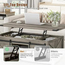 48" Farmhouse Lift Top Coffee Table with Storage Sliding Barn Door & Large Hidden Compartment, Coffee Table with Lifting Top with Wooden Lift Tabletop, Coffee Tables for Living Room, Grey