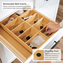 Premium Kitchen Utensils and Junk Drawer Organizer – Small 5-Compartment Design with 4 Removable Dividers, Non-Slip Feet, 100% Sustainable Bamboo by CozyNest Decor