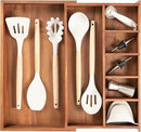 Adjustable Kitchen Drawer Organizer for Utensils and Junk, Food-Safe Contract Grade with 100% Sustainable Wood, Non-Slip, Expandable from 10.5 to 18.5 Inches Wide - Natural Acacia by CozyNest Decor