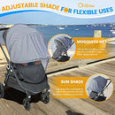 Orzbow 2-in-1 Baby Mosquito Net with UPF50+ Sunshade for Stroller, Breathable Stroller Mosquito Netting Privacy Cover with Two-Way Zipper & Storage Bag for Bassinet, Car Seat & Carrycot, Grey by TinyTreasures Baby Boutique