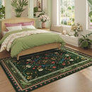 5x7 Washable Rug Vintage Floral Botanical Area Rug Non Slip Low Pile Large Rugs for Living Room, Bedroom, Farmhouse, Dining Room, Kids Playroom, Green by TinyTreasures Baby Boutique