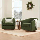 CHITA Swivel Accent Chair, FSC Certified Upholstered Velvet Barrel Chair for Living Room Set of 2, Fully Assembled, Forest Green by CozyNest Decor