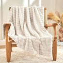 BEDELITE Faux Fur Throw Blanket for Couch, Soft and Cozy 3D Ribbed Fluffy Blanket, Thick Warm Plush Fuzzy Faux Rabbit Fur Blanket for Women Gift (Beige, 60"x 80") by CozyNest Decor