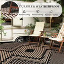 MontVoo Outdoor Rug-Waterproof Patio Rug Mat 5x8 Outdoor Carpet Mat Reversible Plastic Straw Outside Outdoor Rug for RV Camping Picnic Balcony Backyard Pool Deck Porch Modern Boho Black Brown by GreenHaven Gardens
