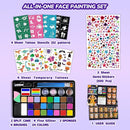 Face Painting Kit for Kids with 24Colors, Rainbow Cakes, Stencils, Gem Stickers, Glitter, Brushes, Temporary Tattoos – Non-Toxic Washable Face Paint for Halloween, Birthday Party, School Events by TinyTreasures Baby Boutique