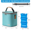 Breastmilk Cooler Bag with Ice Pack Fits 6 Baby Bottles Up to 9 Ounce, Baby Bottle Bag with Shoulder Strap for Nursing Mom Daycare, Aqua by TinyTreasures Baby Boutique