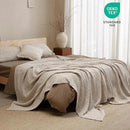 PHF 100% Cotton Waffle Weave Blanket Queen Size, Soft Lightweight Breathable Cozy Summer Blankets for Bed, Luxury Aesthetic Woven Bedding for Home Decor, 90"x90", Oatmeal by CozyNest Decor