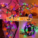 [8 Modes & Timer] 6 Ft Halloween Willow Vine Twig Decor Garland with Bats Pumpkins Spiders Lights, 54 LED Battery Operated Halloween Lights for Indoor Home Mantle Fireplace Decor by CozyNest Decor
