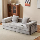 Convertible Sleeper Sofa Bed, Compression Folding Sofa with Pillow, No Assembly Required, Shape Frame, Floor Sofas Lounge Couchs for Living Room, Bedroom, Small Spaces(Chenille, 77''W, Light Grey) by CozyNest Decor