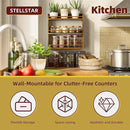 Spice Rack for Countertop, Bamboo Seasoning Jars Organizer Rack Shelf Wall Mounted, 15.83" W x 4.96" D x 15.75" H (Walnut) by CozyNest Decor