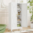 61" H Metal Kitchen Pantry Storage Cabinet, Freestanding Cupboard with 2 Doors and 3 Adjustable Shelves, Standing Storage for Kitchen, Bathroom, Garage, Dinning Room or Utility Room（White） by CozyNest Decor