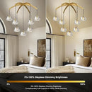 Modern Gold Chandelier, 34 inch Crystal Chandeliers for Dining Room (7-Light), Elegant Decoration Light for Living Room, Foyer Brass Chandeliers by CozyNest Decor