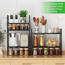 Expandable Cabinet Storage Shelf Stackable Organizer Rack for Kitchen Bathroom Pantry Spice Cupboard Coffee Countertop Home Office Desk Heavy Duty Nonslip Black Large 3 Packs by CozyNest Decor