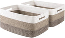 Large Storage Basket for Organizing, Woven Rope Basket for Shelves, Closet Organizer Bins for Clothes, Blanket, Toys, Baby Nursery Storage, 17.7" x 13" x 7.87", 2 Packs Yellow by TinyTreasures Baby Boutique