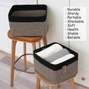 COMFY-HOMI 3PACK Cotton Rope Square Basket with Handles for Shelves|Dog Toy Bin and Storage|Baby Gift|Shoe Organizer|New 13.5" x 11" x 9.5" for Living Room (Black/Jute) by CozyNest Decor