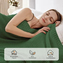 Joydeco Chunky Cable Knit Throw Blanket, Lightweight 100% Cotton Soft Cozy Throw Twin Blanket for Couch Bed and Sofa, Rustic Breathable Farmhouse Blanket Gift for Women Men(Olive Green, 60"x80") by CozyNest Decor