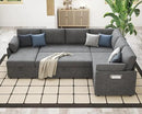 VanAcc Pull Out Sofa, 112 Inch Oversized U Shape Sleeper Sofa Couch with Storage Chaise & 3 Seater, Comfy Couch with Pull Out Bed for Living Room, Grey Linen by CozyNest Decor