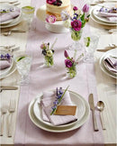 Solino Home Linen Table Runner 48 Inches - 100% Pure Linen Lilac Hemstitch Table Runner 14 x 48 Inch Ideal for Dresser and Coffee Tables - Classic Hemstitch by CozyNest Decor