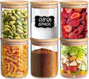 ComSaf 0.8 Qt Glass Food Storage Jars Set of 6, Clear Glass Storage Containers with Lids, Pantry Organization Jar, Spice Jar, Blooming Tea, Coffee and Sugar Container, Small Canister Set for Kitchen by CozyNest Decor