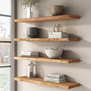 Rustic Elm Wood Floating Shelves for Wall, Live Edge 24"W x 9.2"D x 1.4"H, Set of 2 with Invisible Bracket, Wall Mounted Storage Shelves for Living Room Bedroom Kitchen Bathroom Decor, Natural Finish by TinyTreasures Baby Boutique