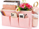Bedside Organizer with Fixed Straps and Water Bottle Holder for Home, College, Dorm, Bunk, Hospital, Crib, Bed Rails - Pink by CozyNest Decor