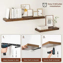 12" Deep Floating Shelves for Wall 24 Inches Long, Heavy Duty Wall Shelves for Bedroom Bathroom Kitchen Laundry Room, Farmhouse Rustic Shelves for Home Decor, 24" X 12" X 2" Set Of 2, Rustic Brown by CozyNest Decor