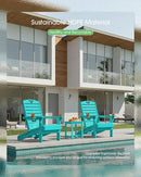 Adirondack Chairs Set of 6, Outdoor Fire Pit Chairs, HDPE All-Weather Adirondack Chairs with Cup Holder, Lawn Chair for Deck, Patio, Garden (Lake Blue) by GreenHaven Gardens