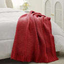 Amélie Home Chenille Knit Throw Blanket for Couch, Chevron Texture Decorative Soft Blanket for Sofa, Bed & Chair, 50"x60", Red by CozyNest Decor