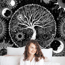 AACKart Tree of Life Tapestry for Bedroom Aesthetic Room Decor-Black and White Spiritual Tree Tapestry Wall Hanging with Sun Moon Star 59.1 x 51.2 inches by CozyNest Decor