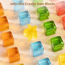 Wooden Building Blocks Set for Kids, Rainbow & Tree Shaped Wood Frame - 24 PCS Rainbow Gem Cubes Stacking Blocks, Montessori Stacking Toy for Toddlers, Early Learning Gifts for Boys Girls 3-6 by TinyTreasures Baby Boutique