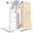 Thickened Silicone Kitchen Utensils Set, 600°F Heat Resistant Silicone Cooking Utensils, Spatula, Spoon, Whisk, Tongs, Kitchen Gadgets for Nonstick Cookware, Dishwasher Safe BPA Free (Cream White) by CozyNest Decor