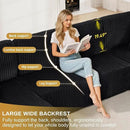 HYJT-H&K Modular Sectional Sofa Cloud Secttional Couch, 132" Comfy U Shaped Couches for Living Room, Deep Seat Memory Foam Fluffy Plush Corduroy Boneless Couch Sectionals with Chaise, Black by CozyNest Decor