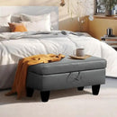 Ottoman Rectangular Storage Ottoman Bench, Faux Leather Footrest, Coffee Table, Stool Footstool with Hinged Lid for Living Room, Bedroom, Entryway, Gray, 28.5"x19"x17.5" by CozyNest Decor